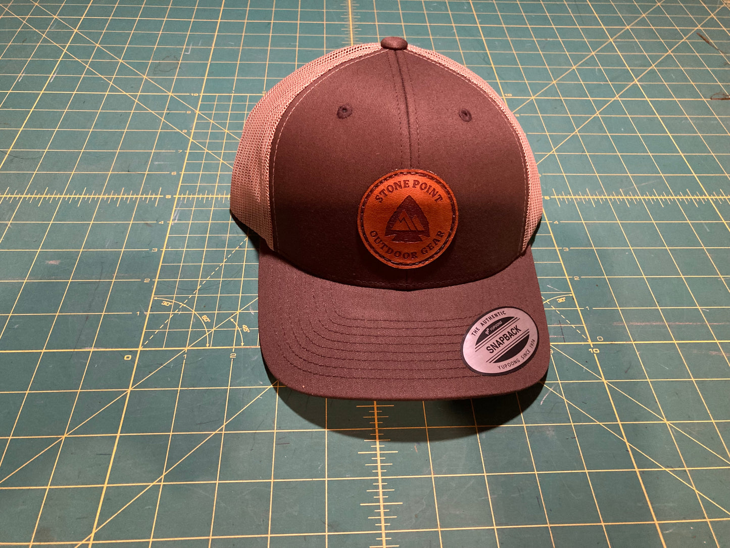 Brown Leather Patch Trucker Hat