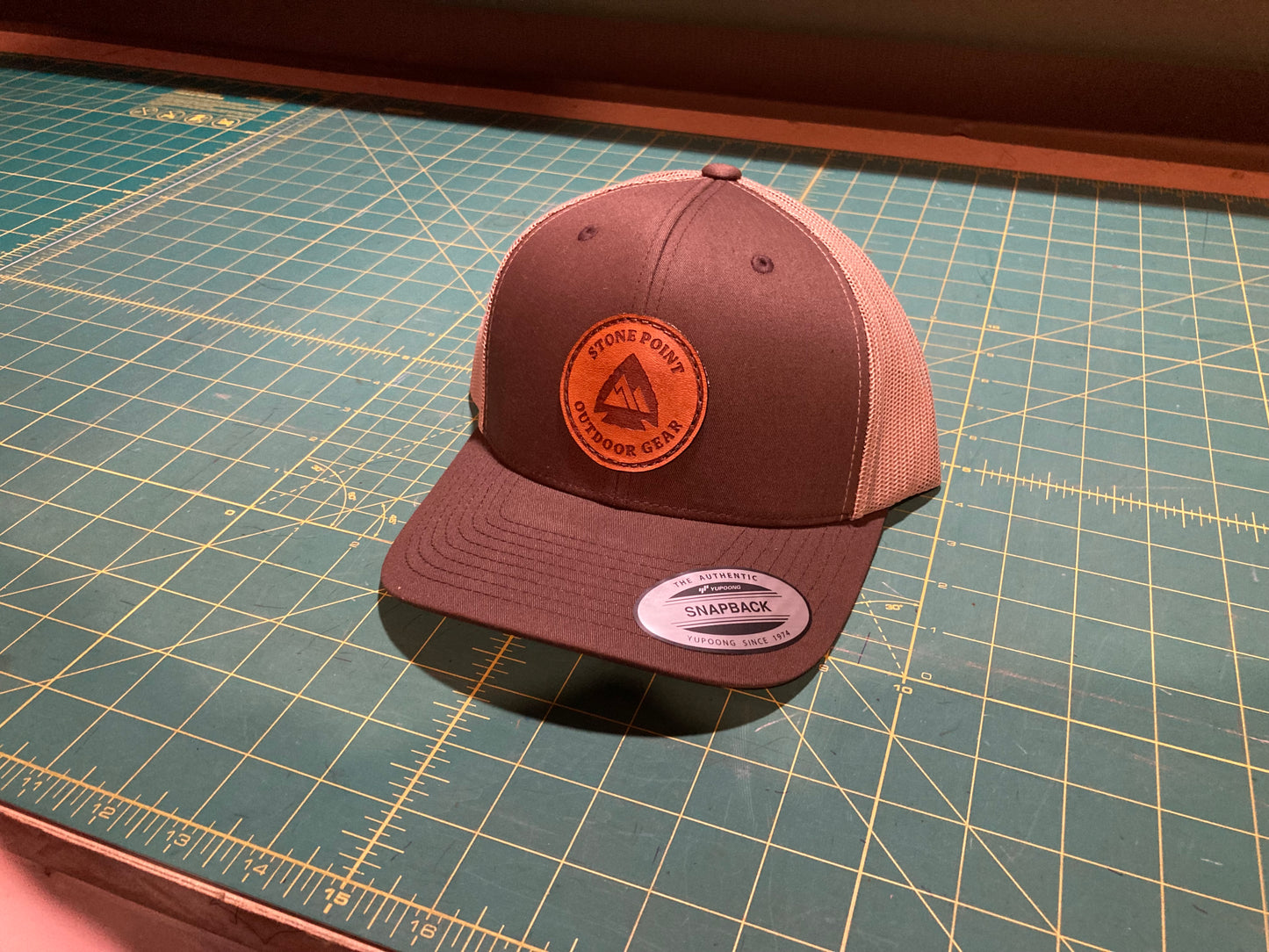 Brown Leather Patch Trucker Hat